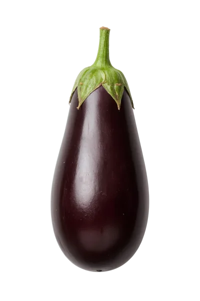 Single Fresh Purple Eggplant Isolated On White Background
