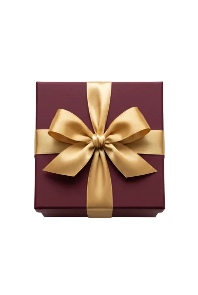 Burgundy Gift Box With Gold Ribbon Bow