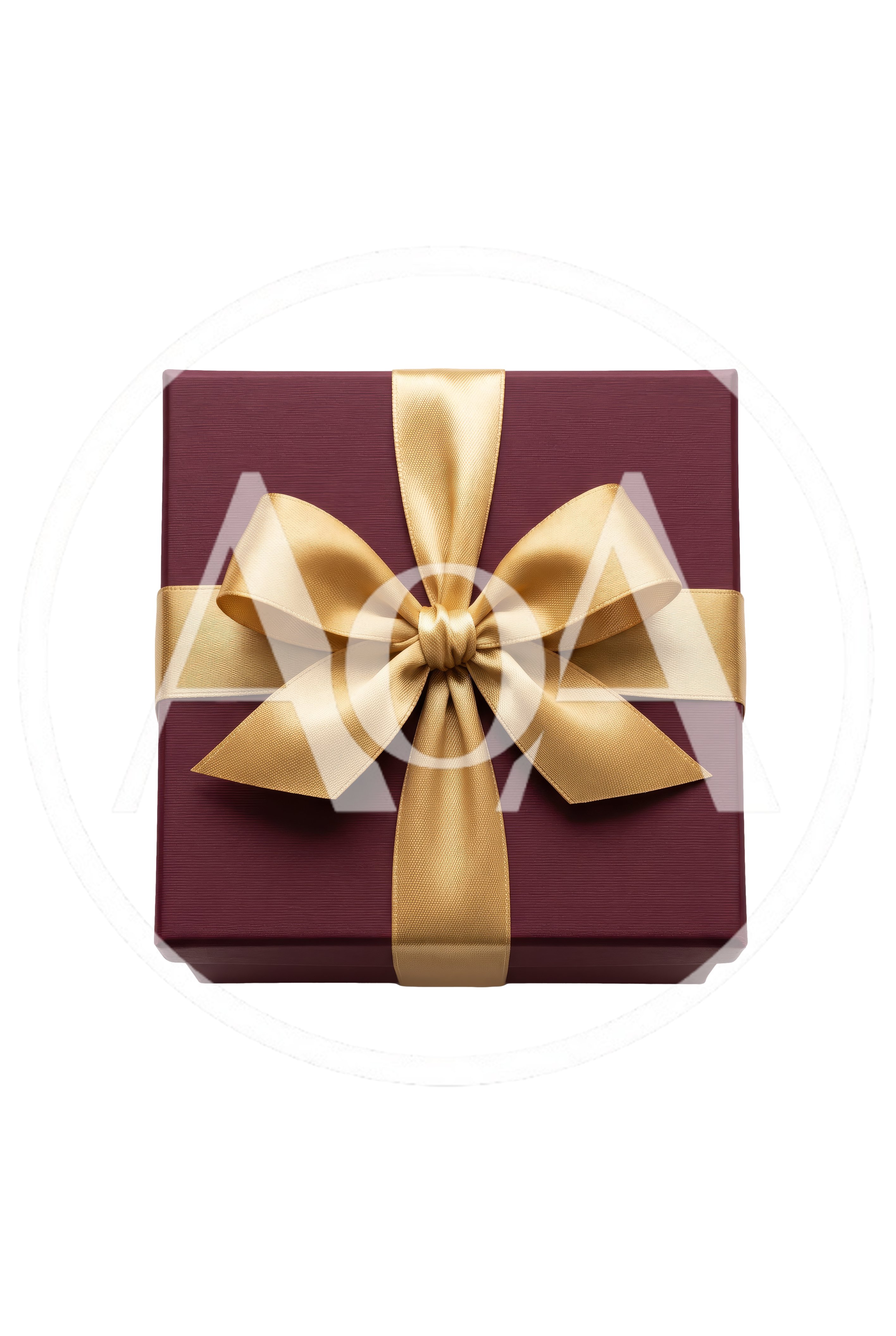 Burgundy Gift Box With Gold Ribbon Bow