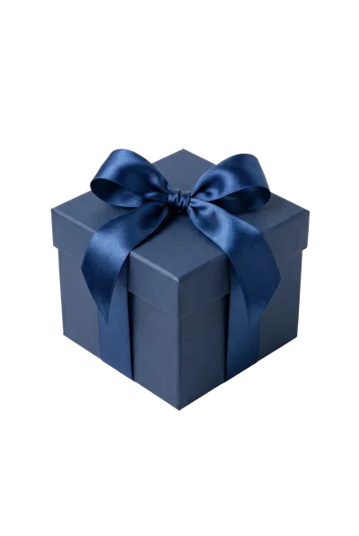 Dark Blue Gift Box With Satin Ribbon