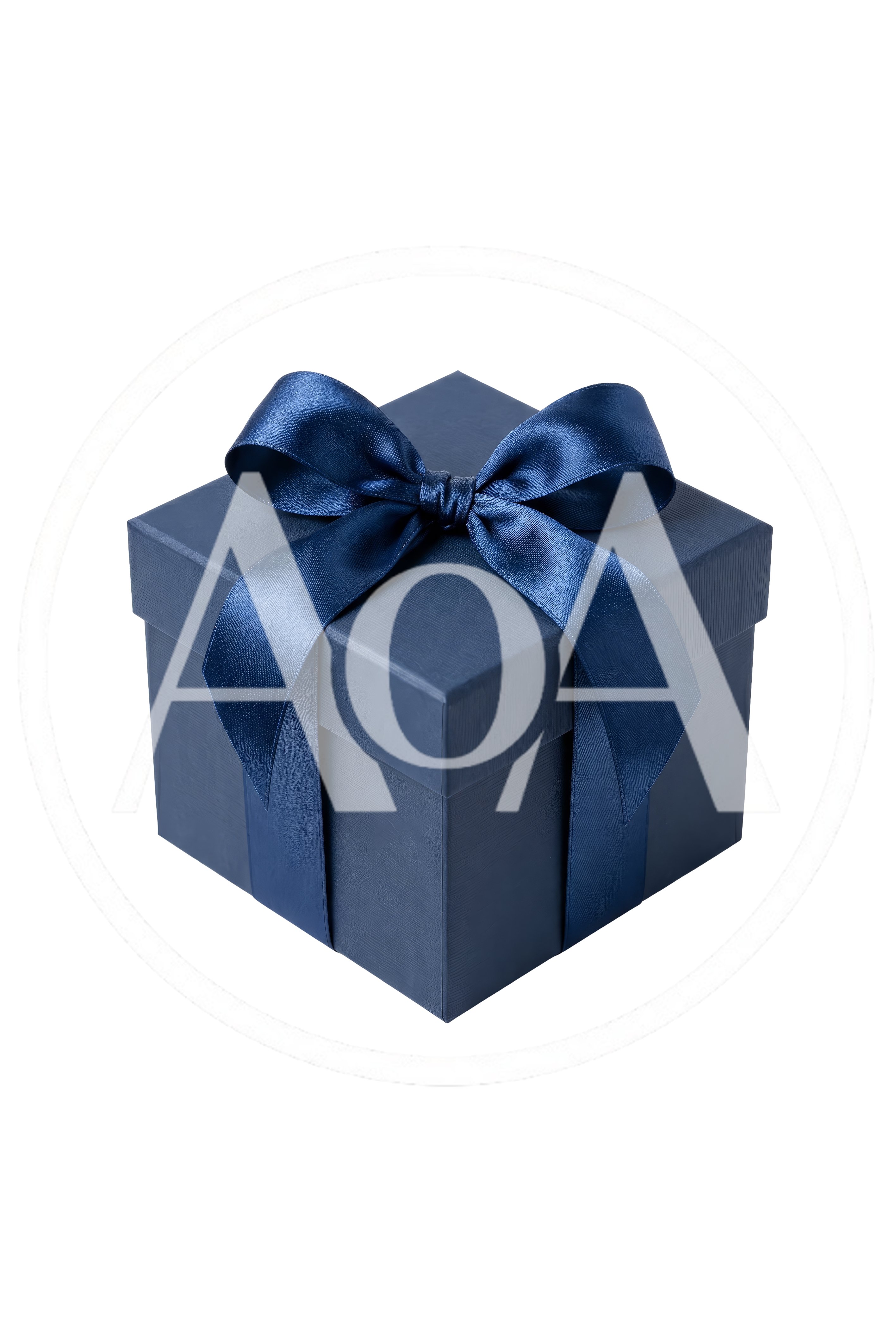Dark Blue Gift Box With Satin Ribbon