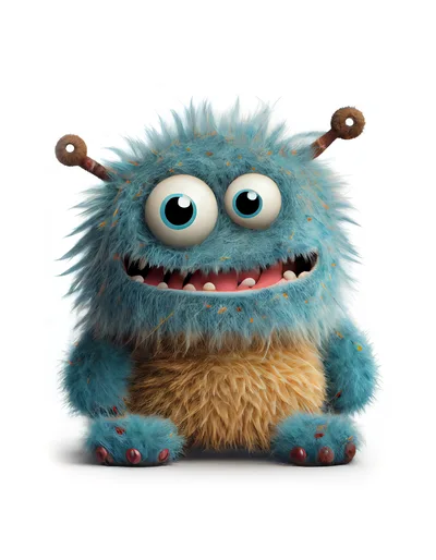 Cute Blue Furry Monster Character