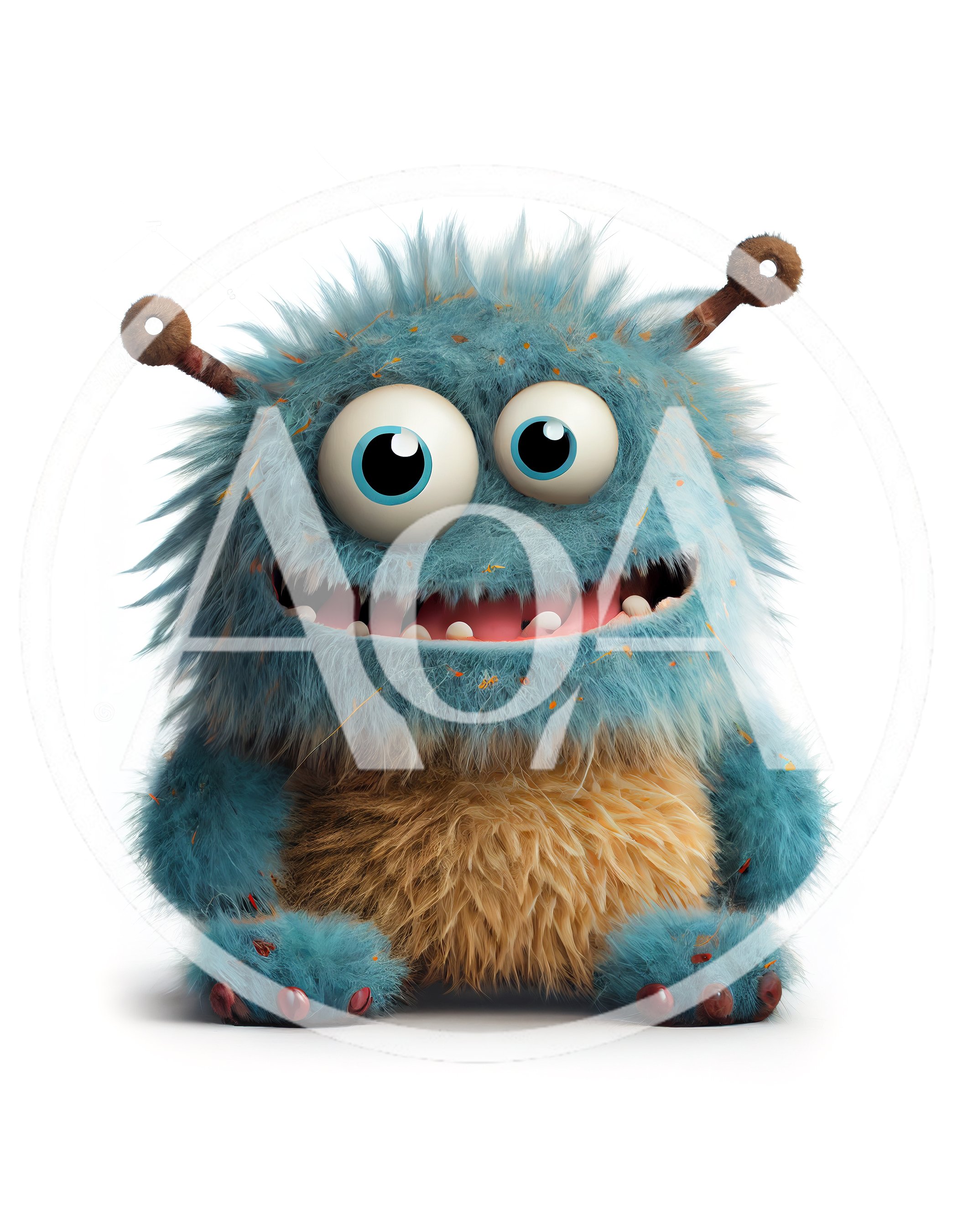 Cute Blue Furry Monster Character
