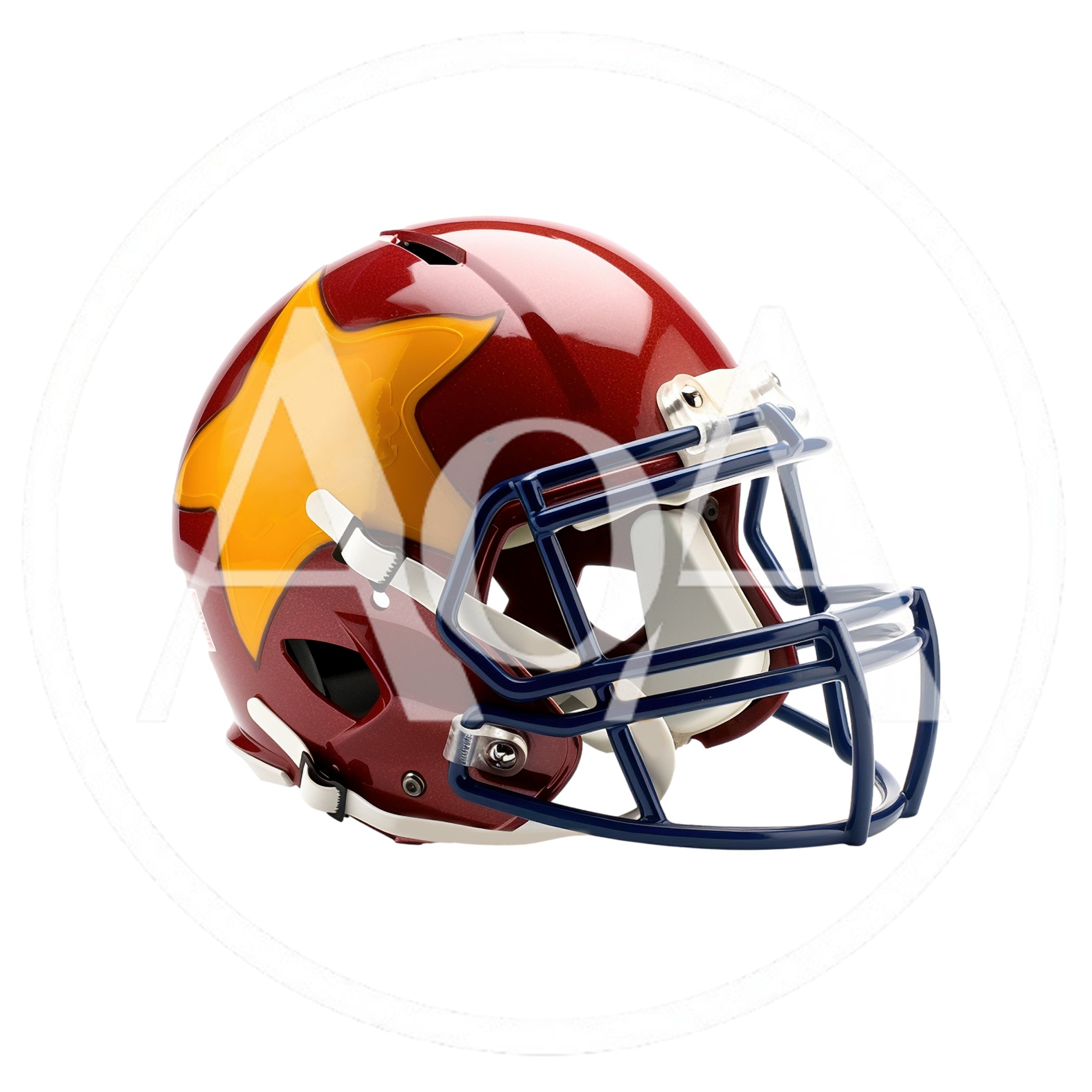 Maroon Football Helmet With Yellow Star Logo