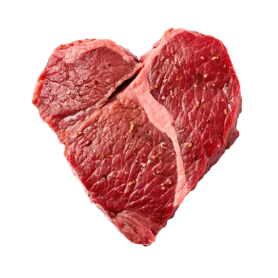 Raw Heart Shaped Beef Steak Isolated