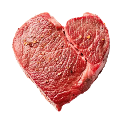 Raw Heart Shaped Beef Steak Isolated