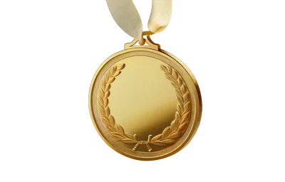 Golden Medal With Laurel Wreath Design