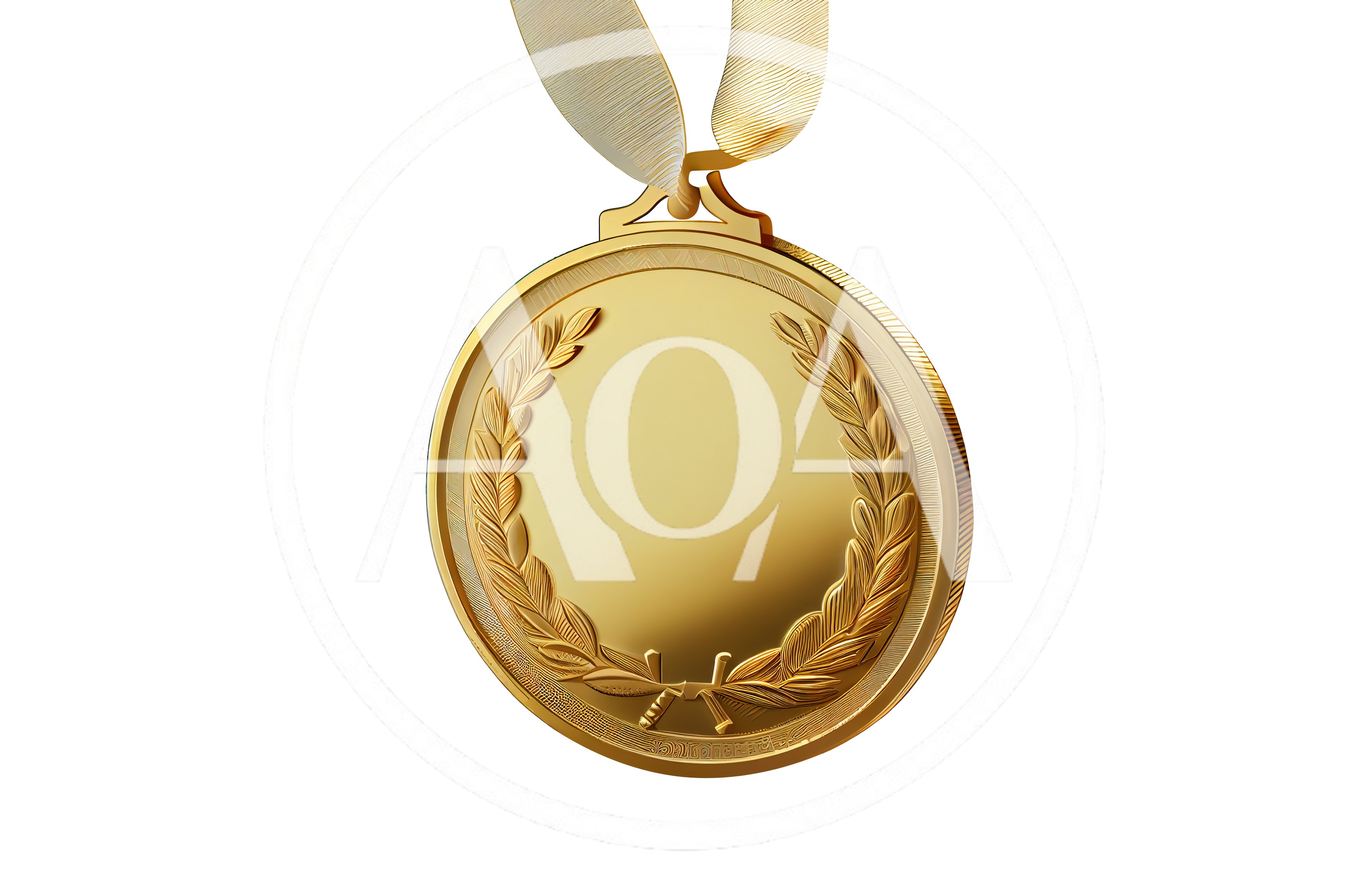 Golden Medal With Laurel Wreath Design