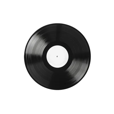 Black Vinyl Record With Blank White Center Label