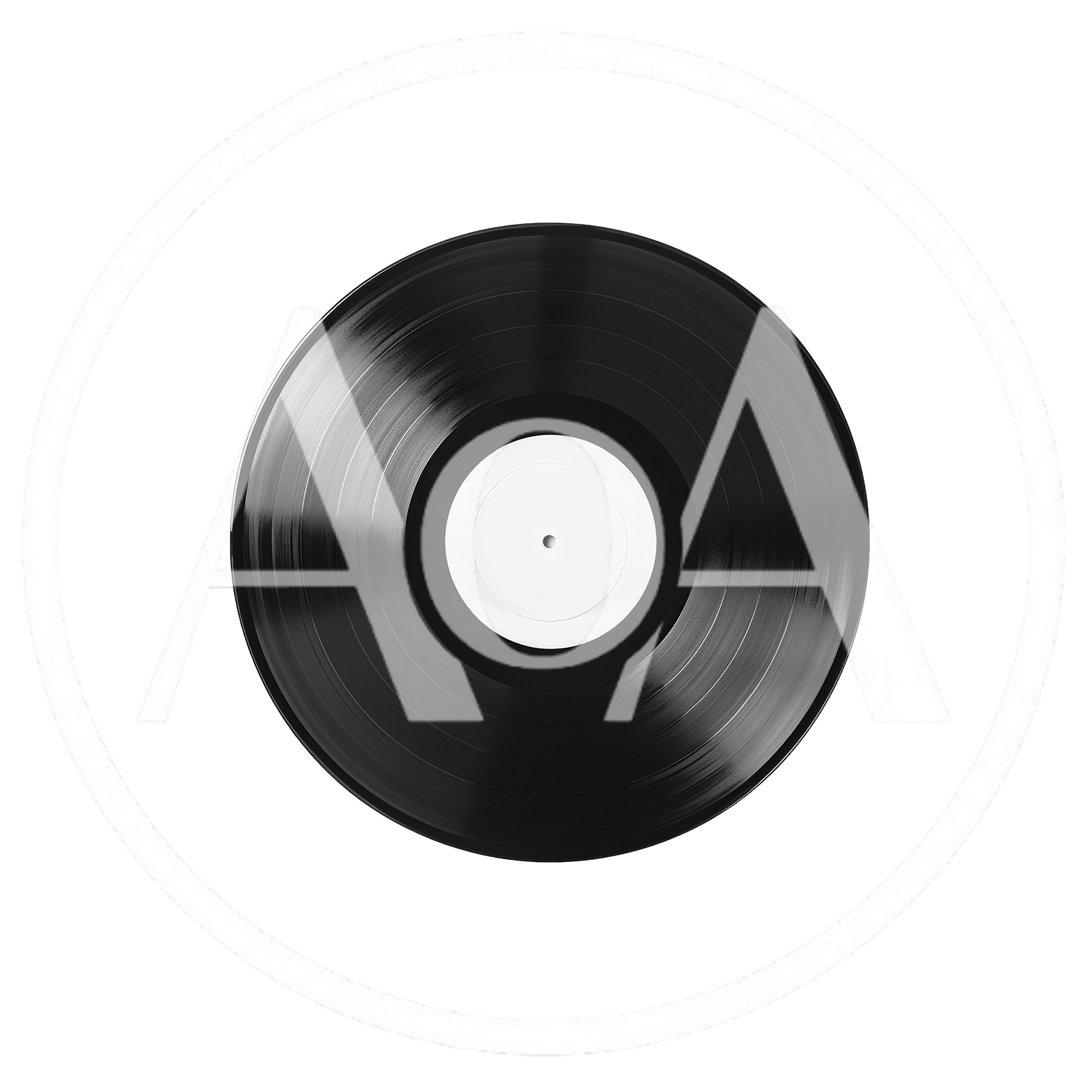Black Vinyl Record With Blank White Center Label