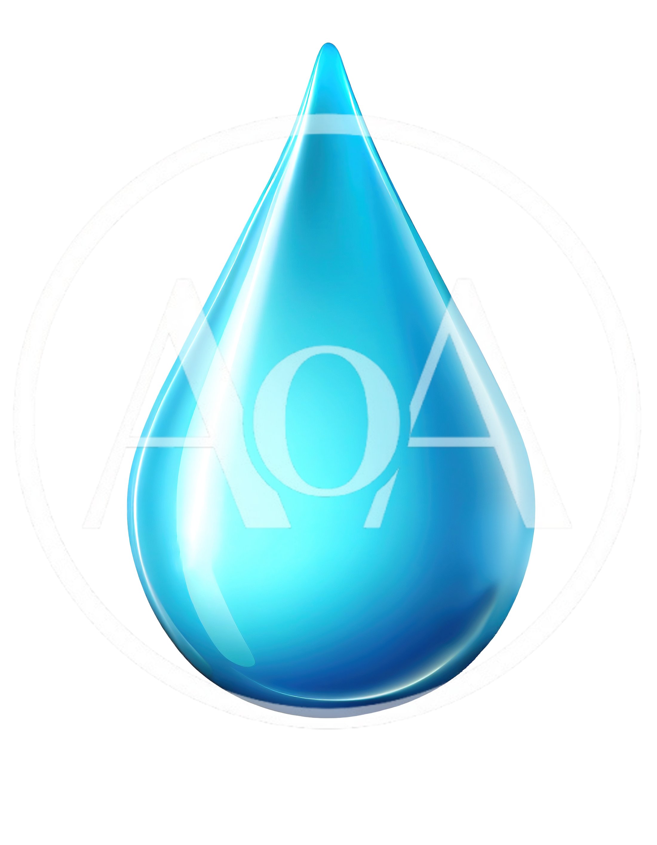 Single Glossy Blue Water Drop Isolated On White