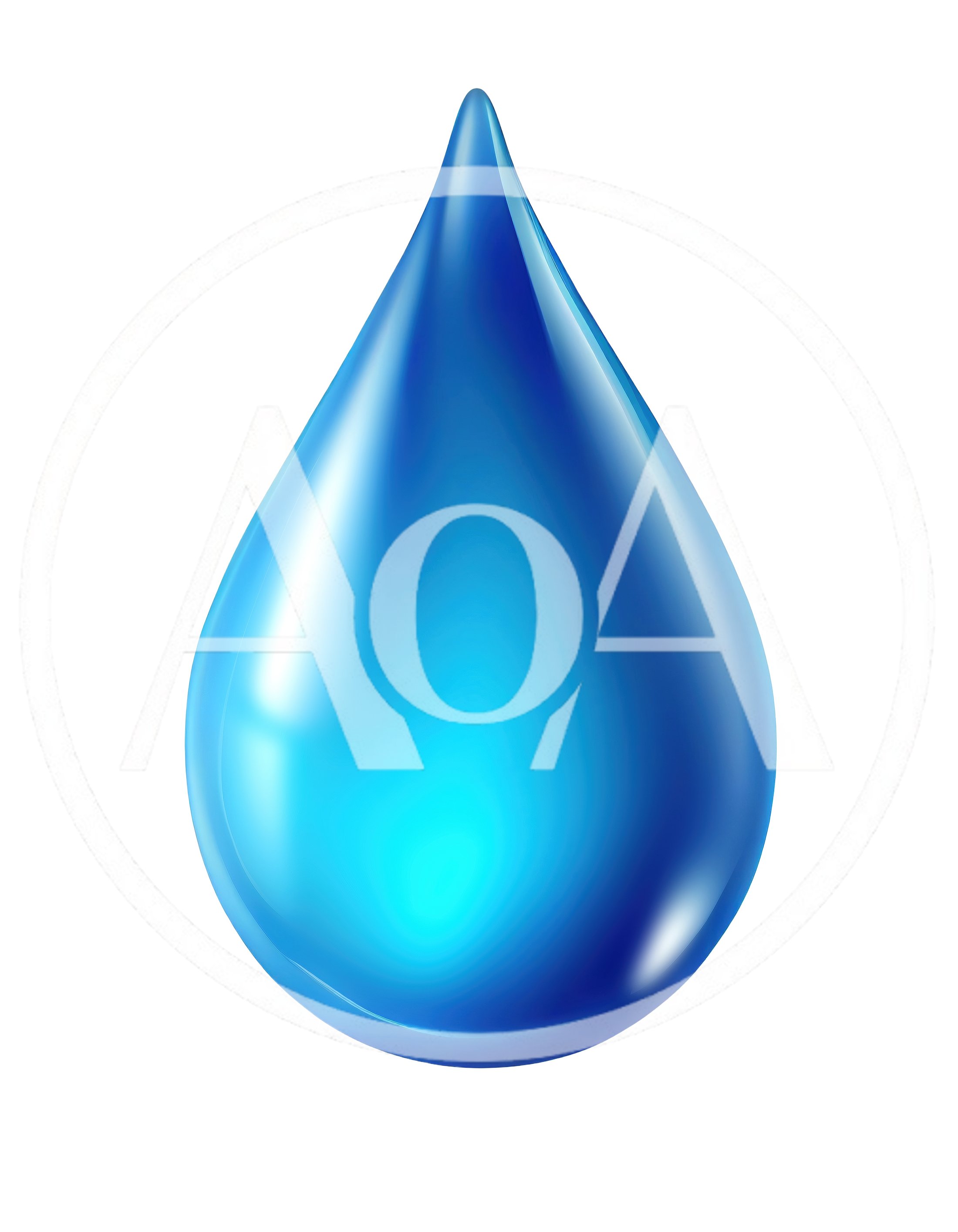 Single Glossy Blue Water Drop Isolated On White