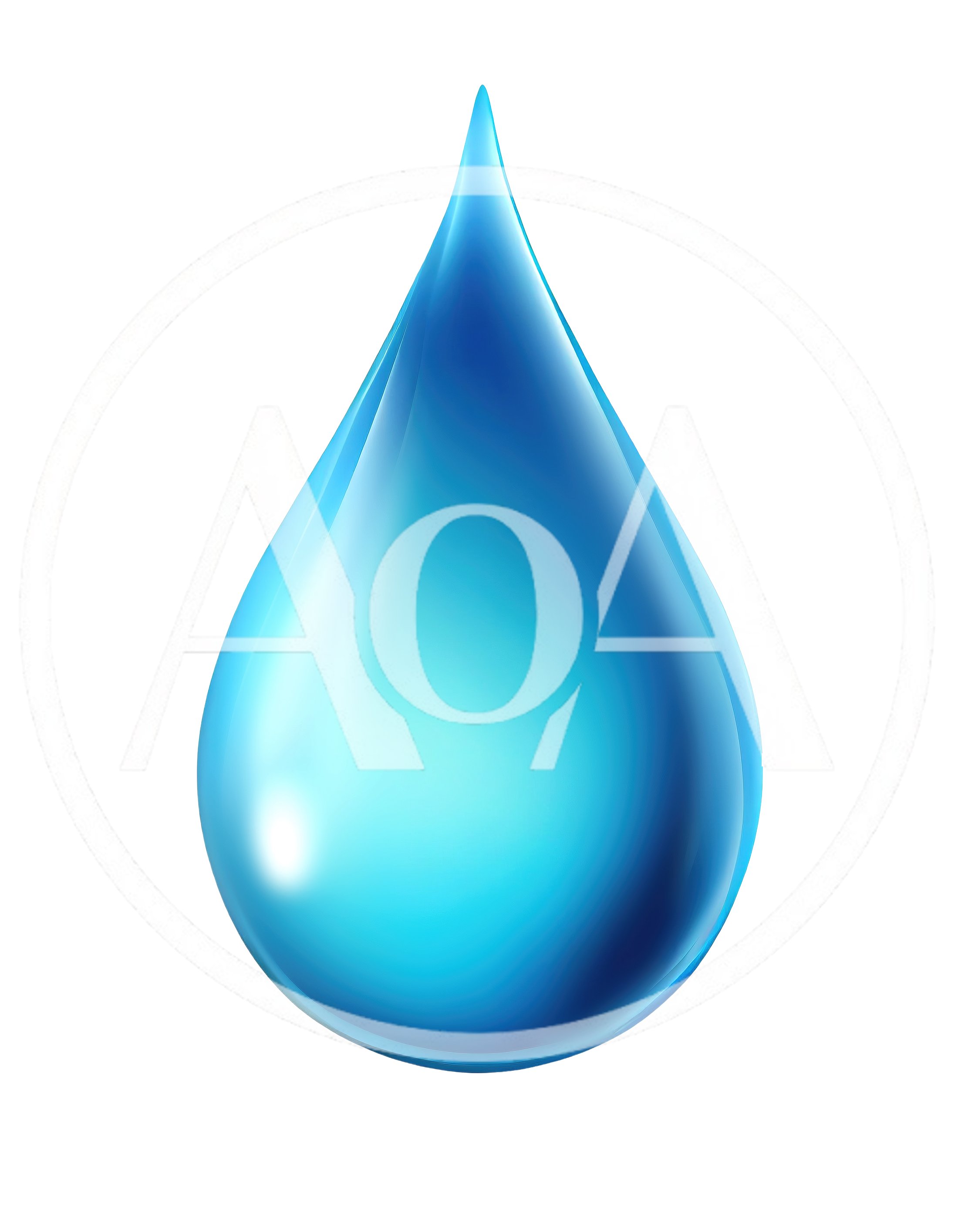 Single Glossy Blue Water Drop Isolated On White
