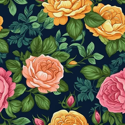 Seamless Floral Pattern With Colorful Roses