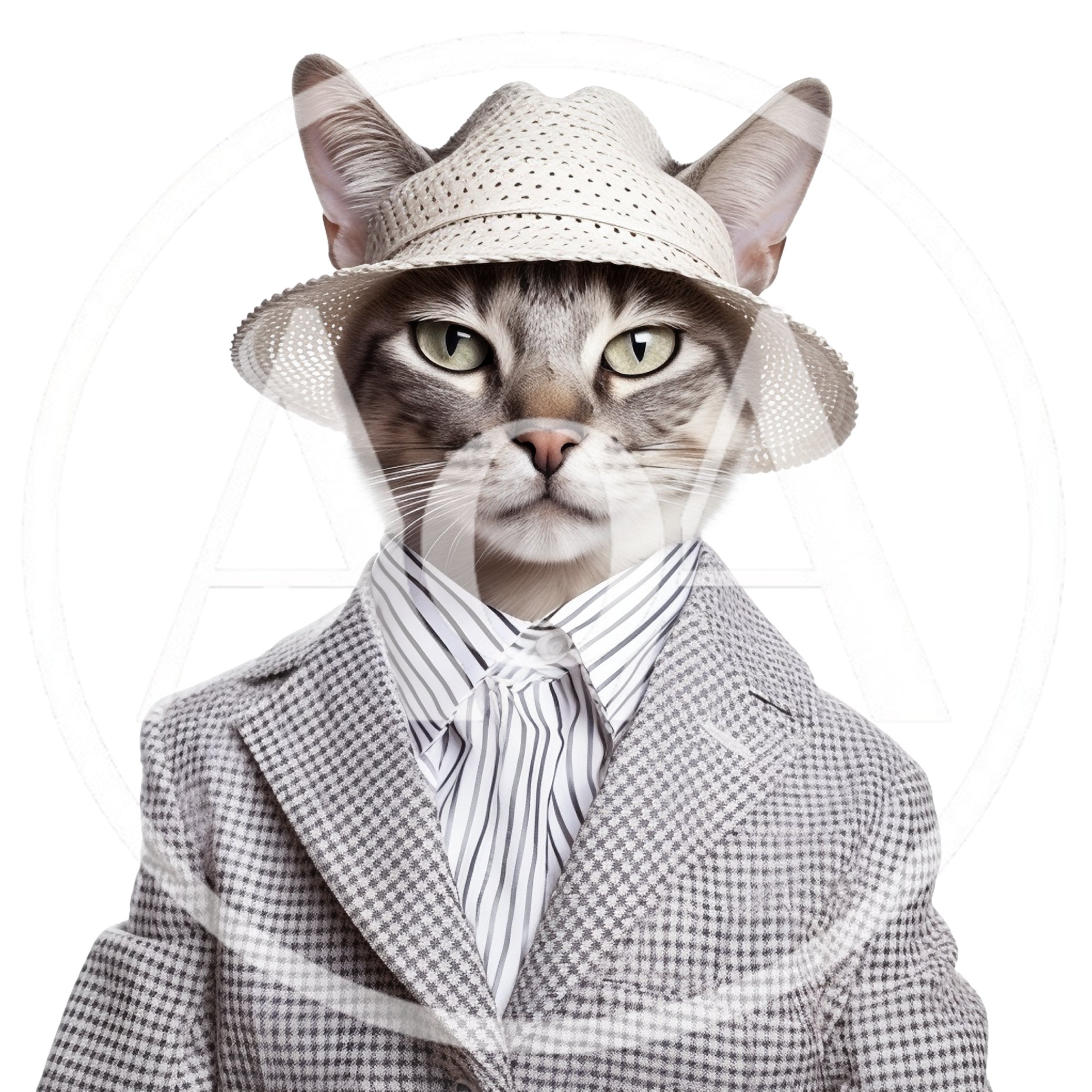 Anthropomorphic Cat Wearing A Suit And Fedora Hat