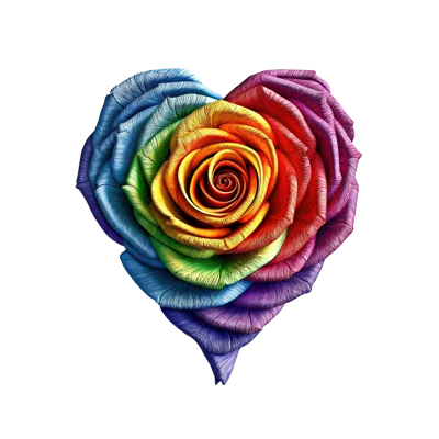 Rainbow Rose Flower Shaped Like A Heart