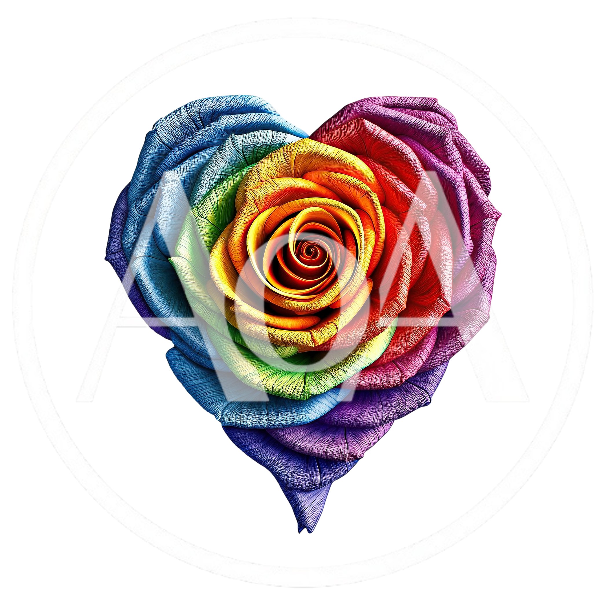 Rainbow Rose Flower Shaped Like A Heart
