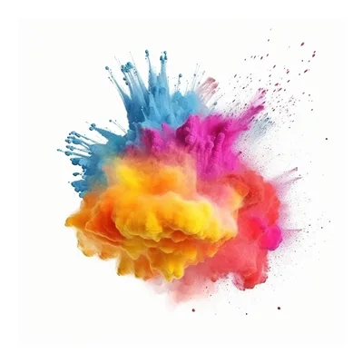 Vibrant Multi-Colored Powder Explosion On White Background