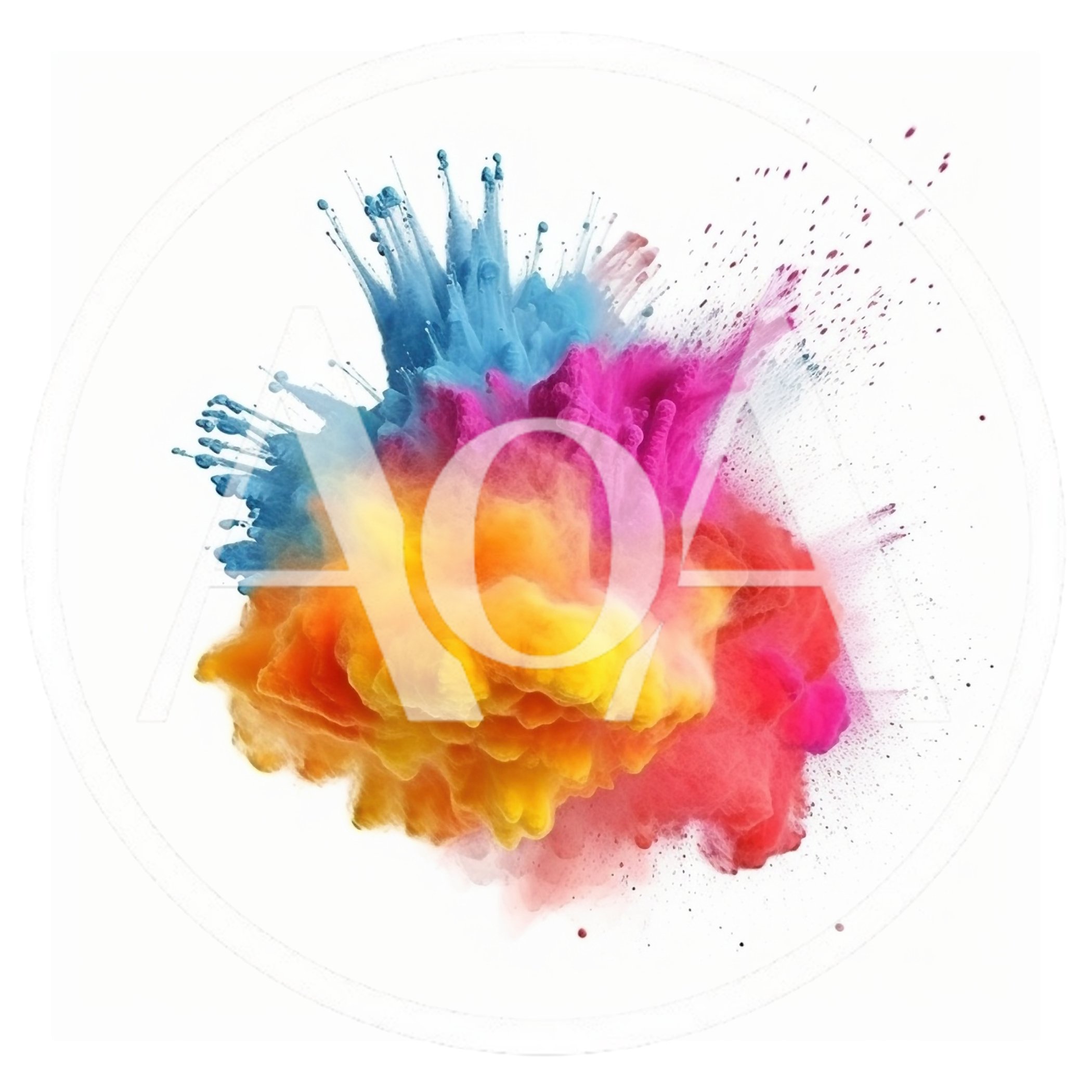 Vibrant Multi-Colored Powder Explosion On White Background
