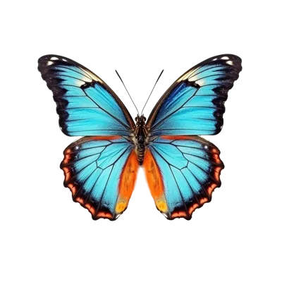 Vibrant Blue Morpho Butterfly Isolated On White Background