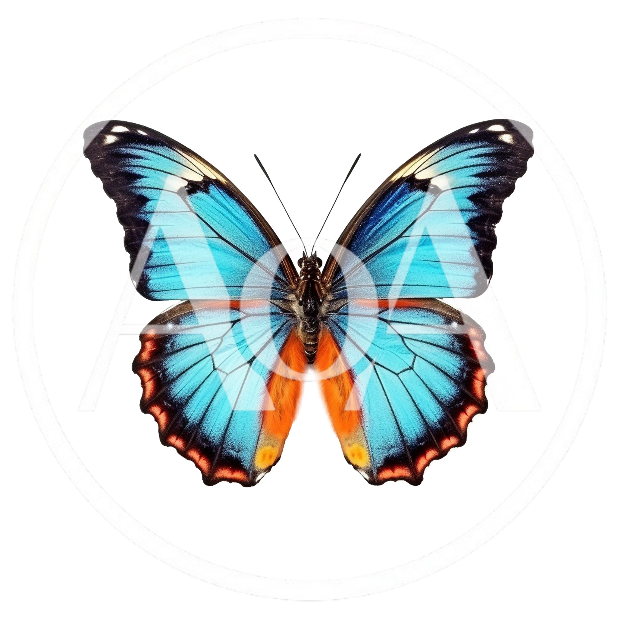 Vibrant Blue Morpho Butterfly Isolated On White Background