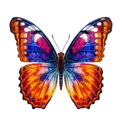 Vibrant Butterfly With Intricate Orange And Blue Wing Patterns