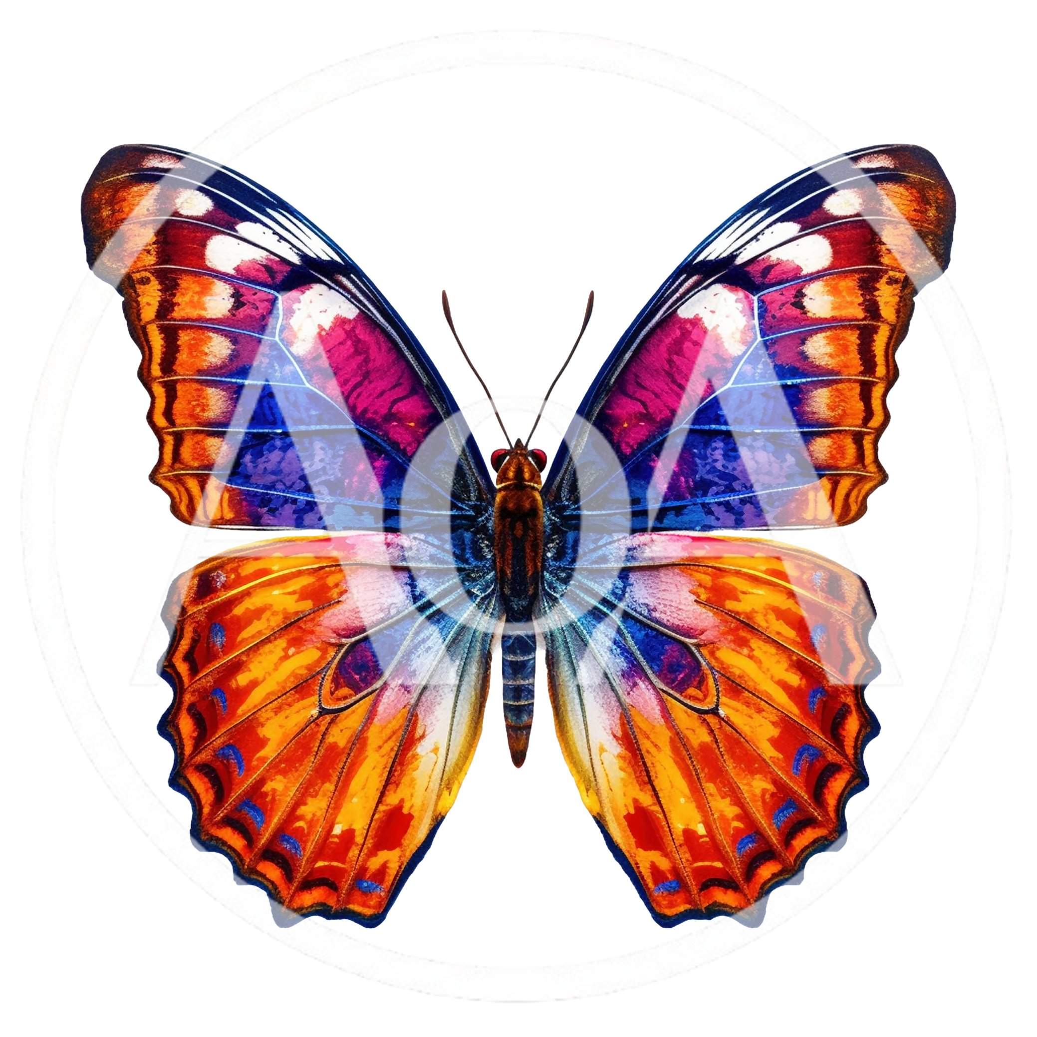Vibrant Butterfly With Intricate Orange And Blue Wing Patterns