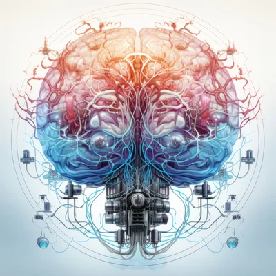 Futuristic Human Brain Integrated With Mechanical Cybernetic Components