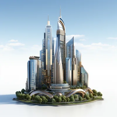 Futuristic Skyscraper Complex On A Floating Island