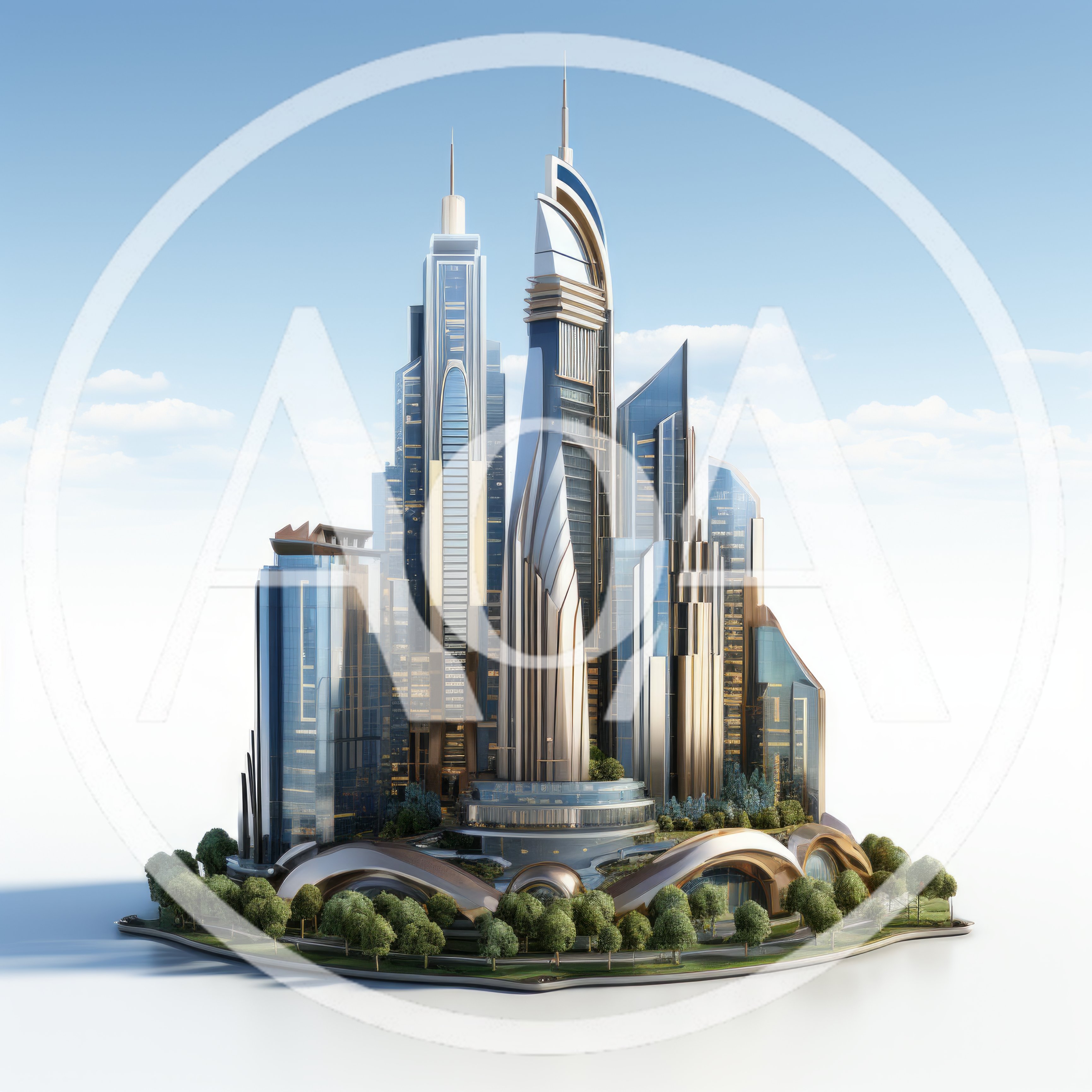 Futuristic Skyscraper Complex On A Floating Island