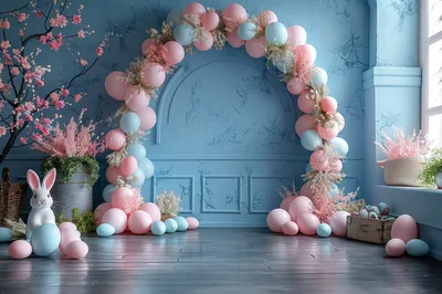 Easter Balloon Arch Decoration With Bunny Figurine