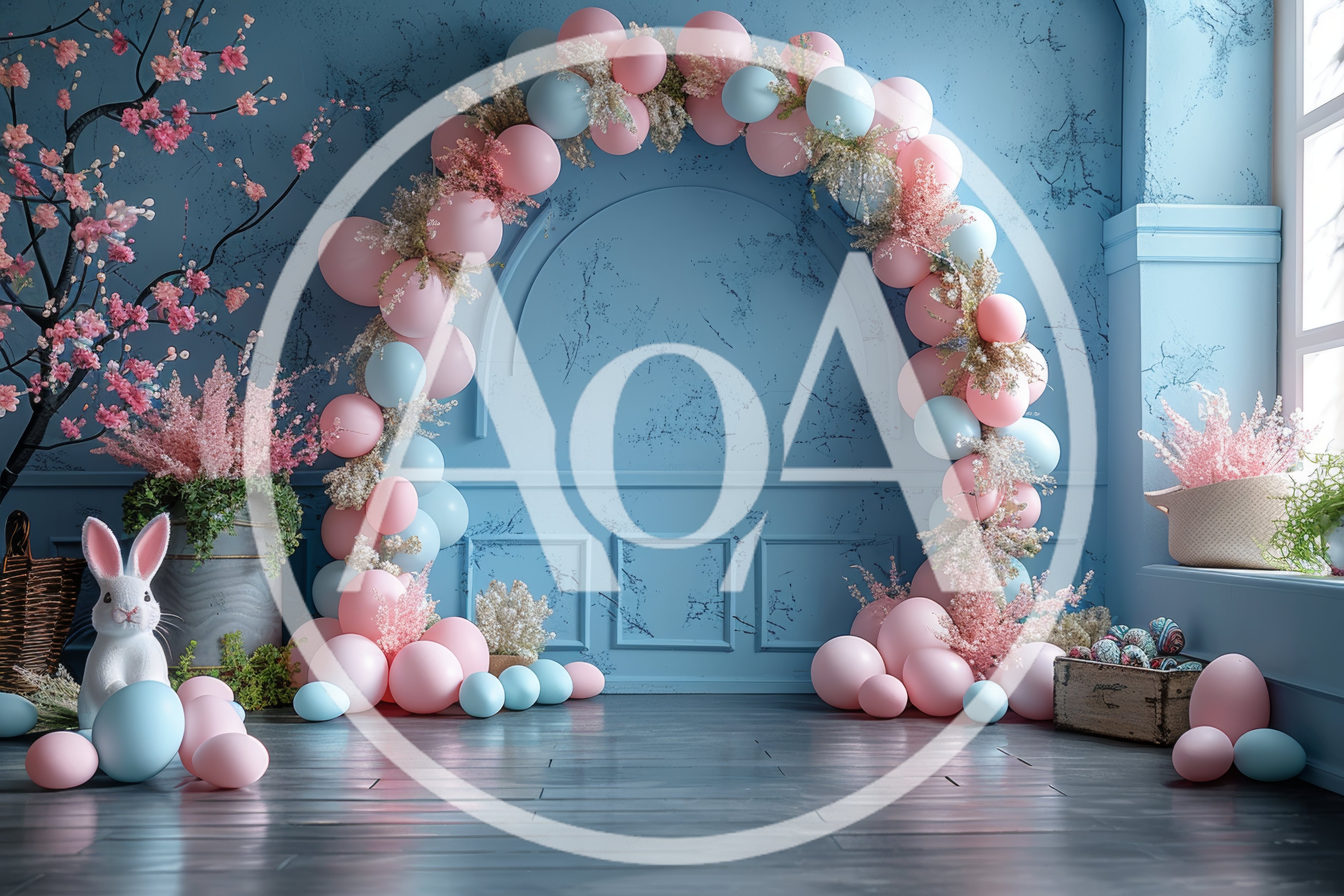 Easter Balloon Arch Decoration With Bunny Figurine
