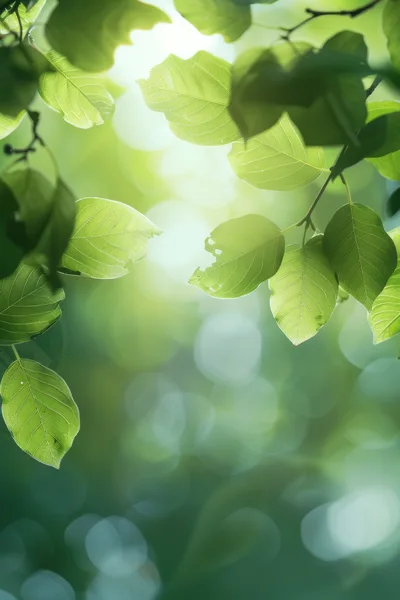 Sunlight Filtering Through Vibrant Green Tree Leaves