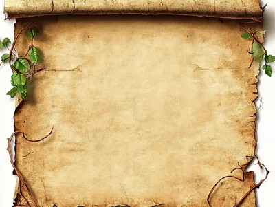 Old Parchment Paper Scroll With Green Ivy Vines