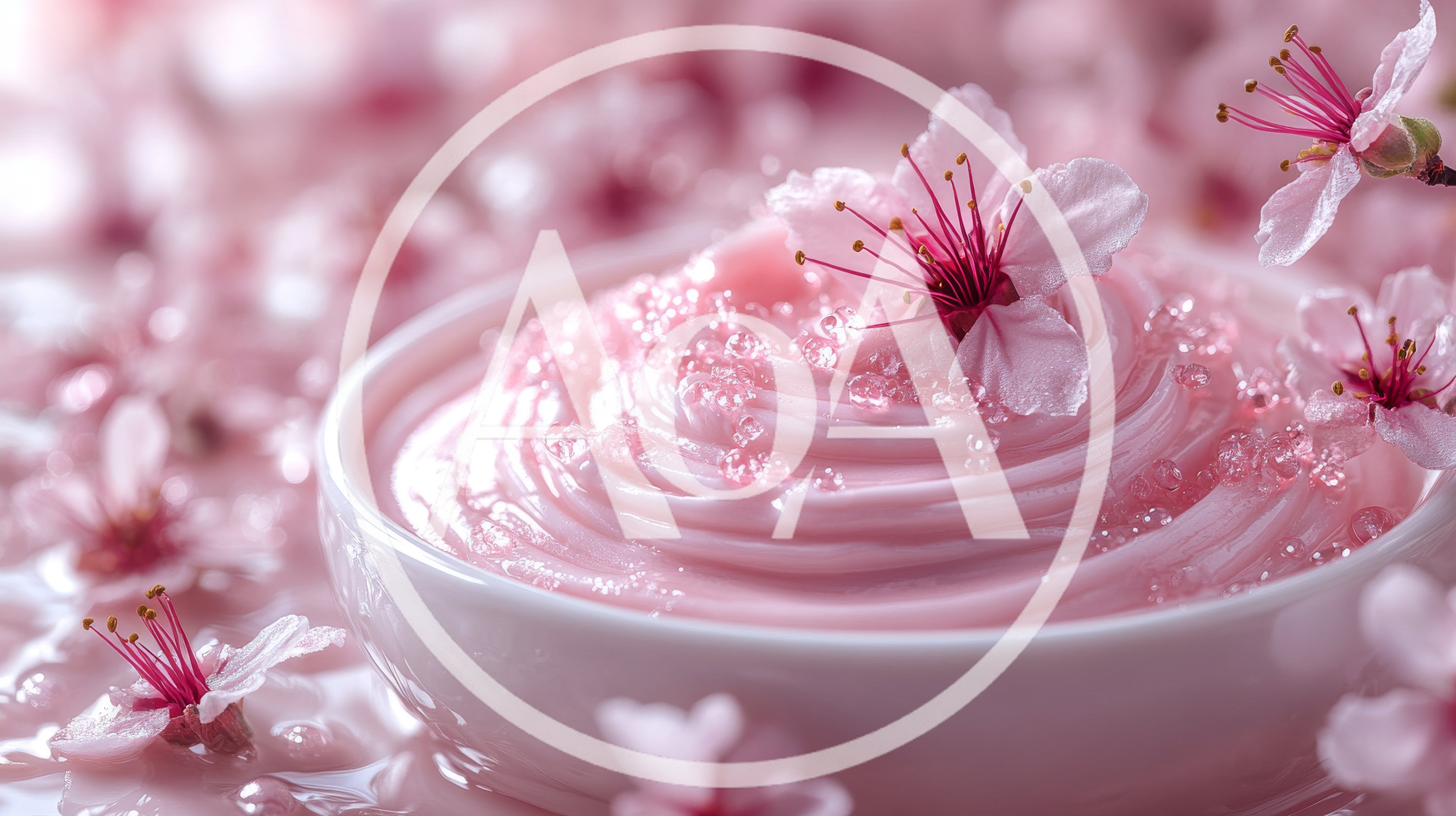 Pink Cream Bowl With Cherry Blossoms
