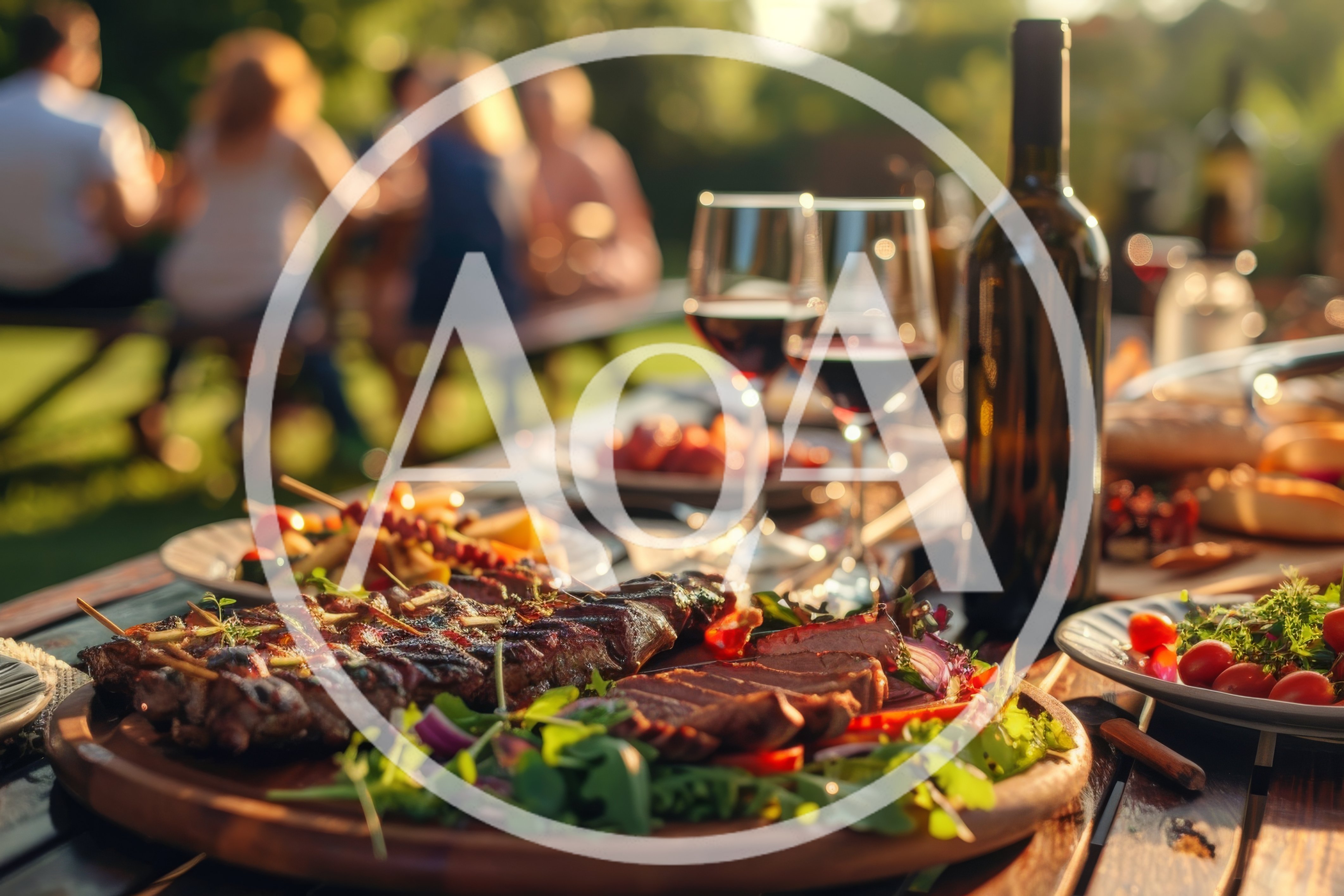 Grilled Steak Platter at Outdoor Summer Dinner Party