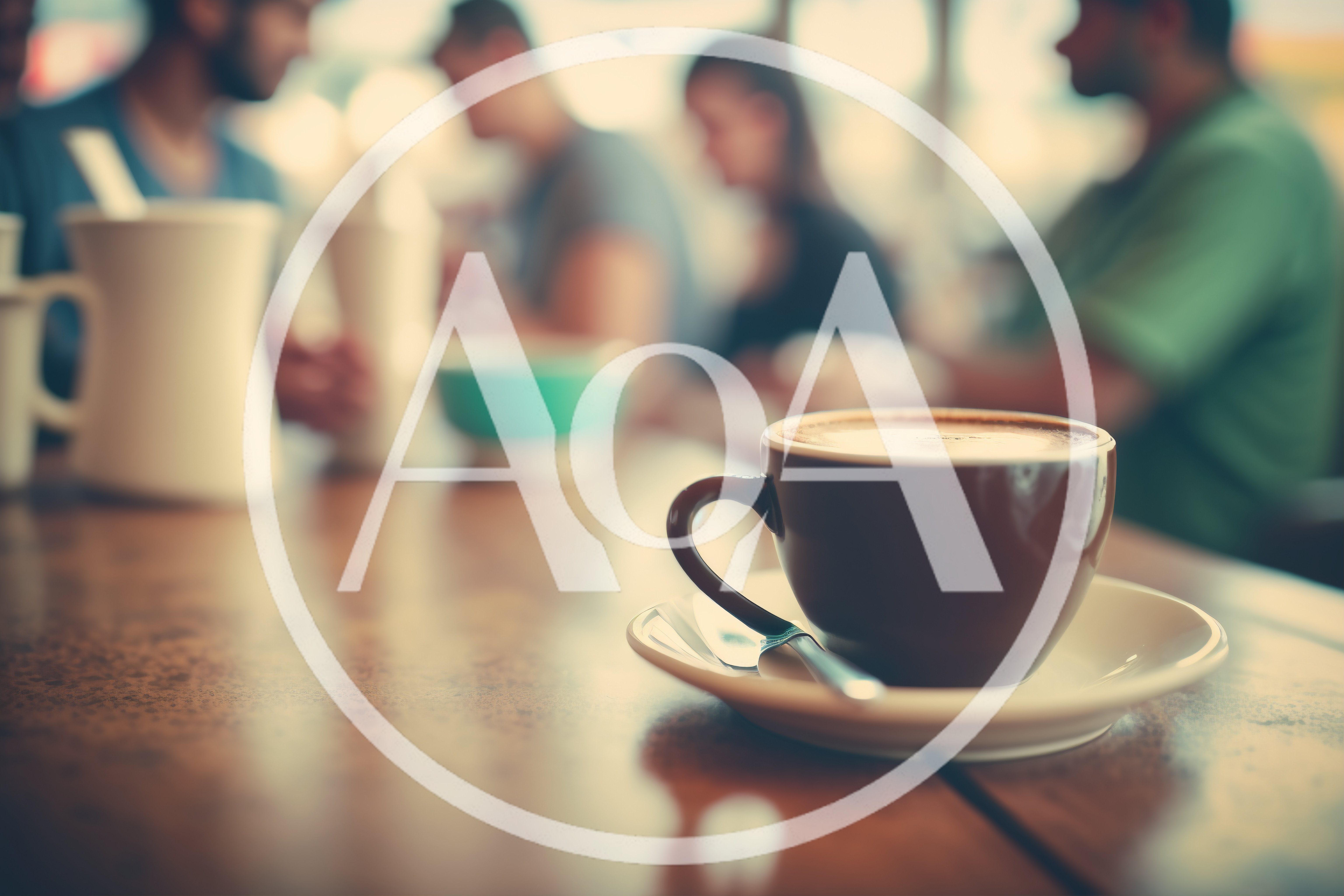 Coffee Cup On A Cafe Table With Blurred People