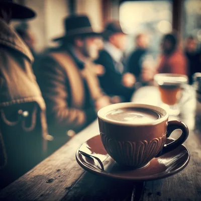 Close Up Of A Coffee Cup In A Cafe