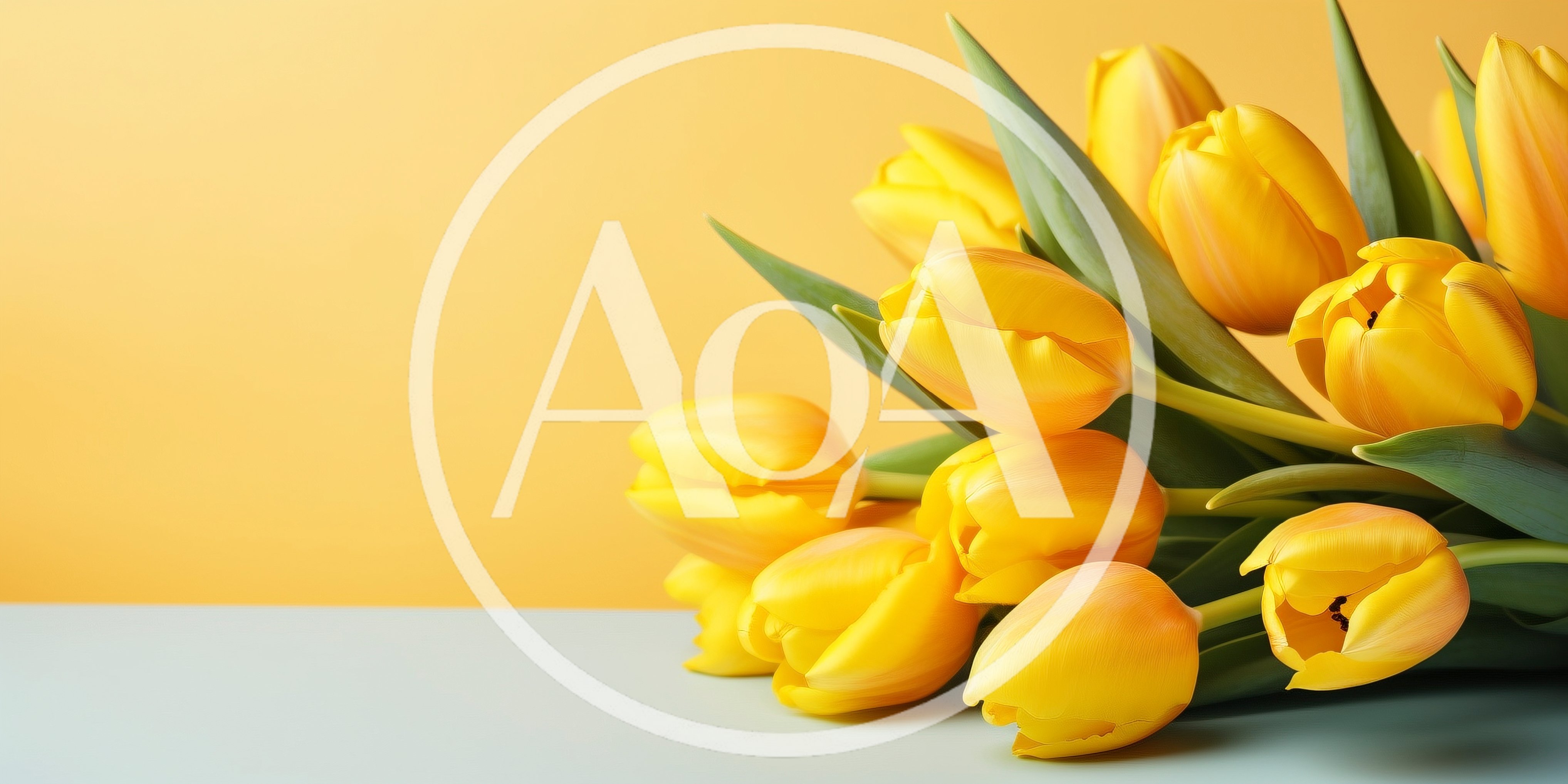 Bouquet Of Fresh Yellow Tulips On A Pastel Background