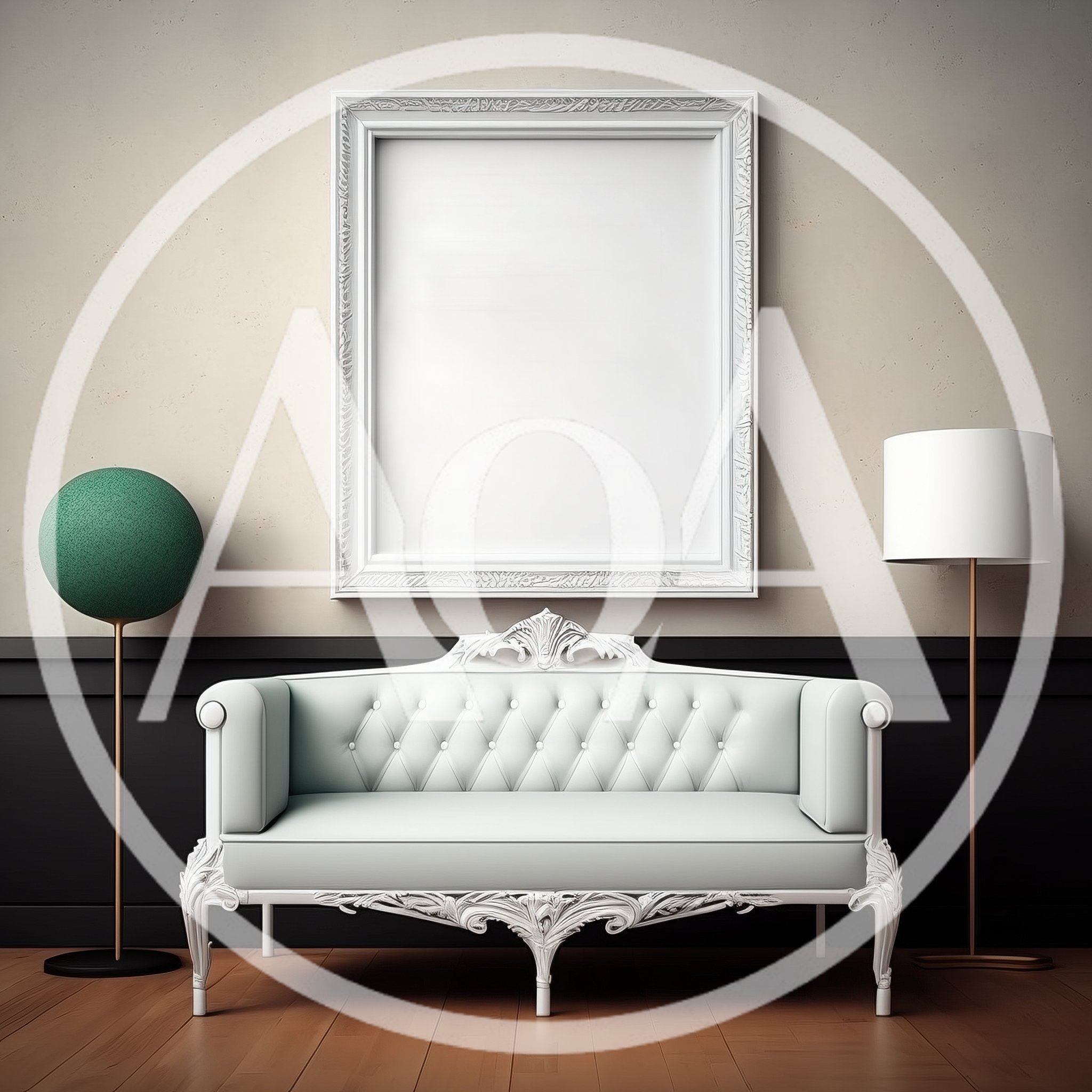 Elegant Living Room Interior With Ornate Sofa And Frame