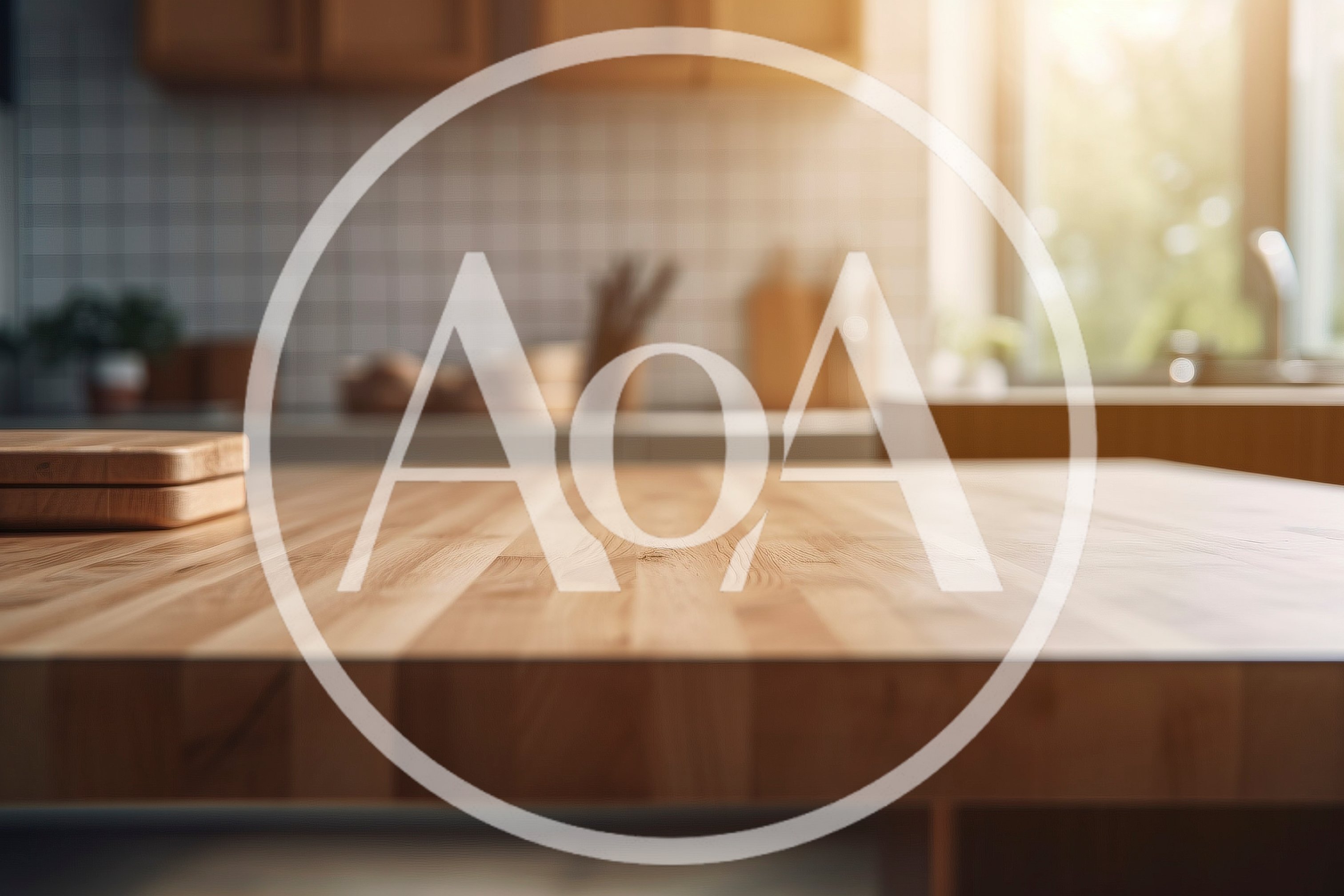 Wooden Kitchen Countertop With Blurred Background