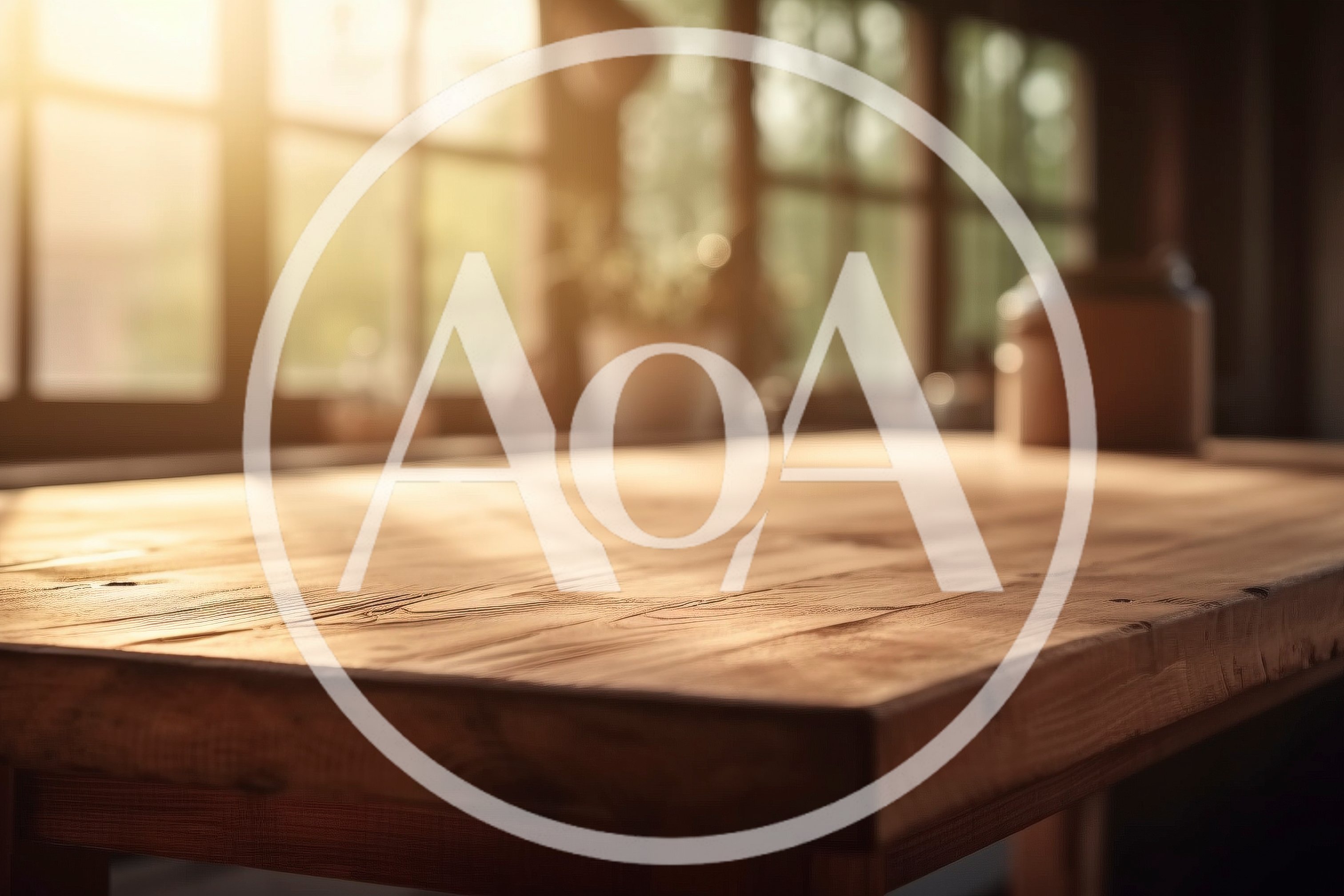 Empty Wooden Table In A Sunlit Room
