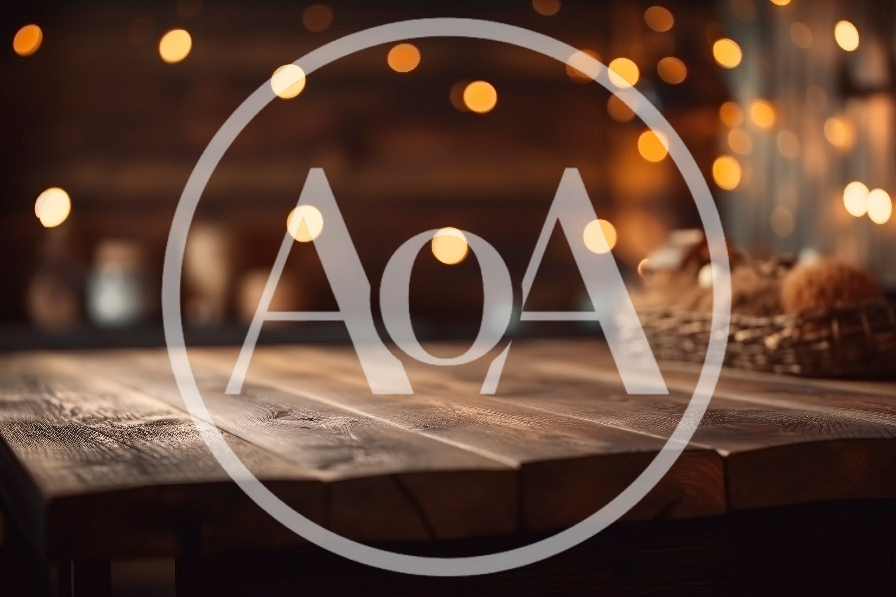 Rustic Wooden Table Surface With Blurred Festive Bokeh Background