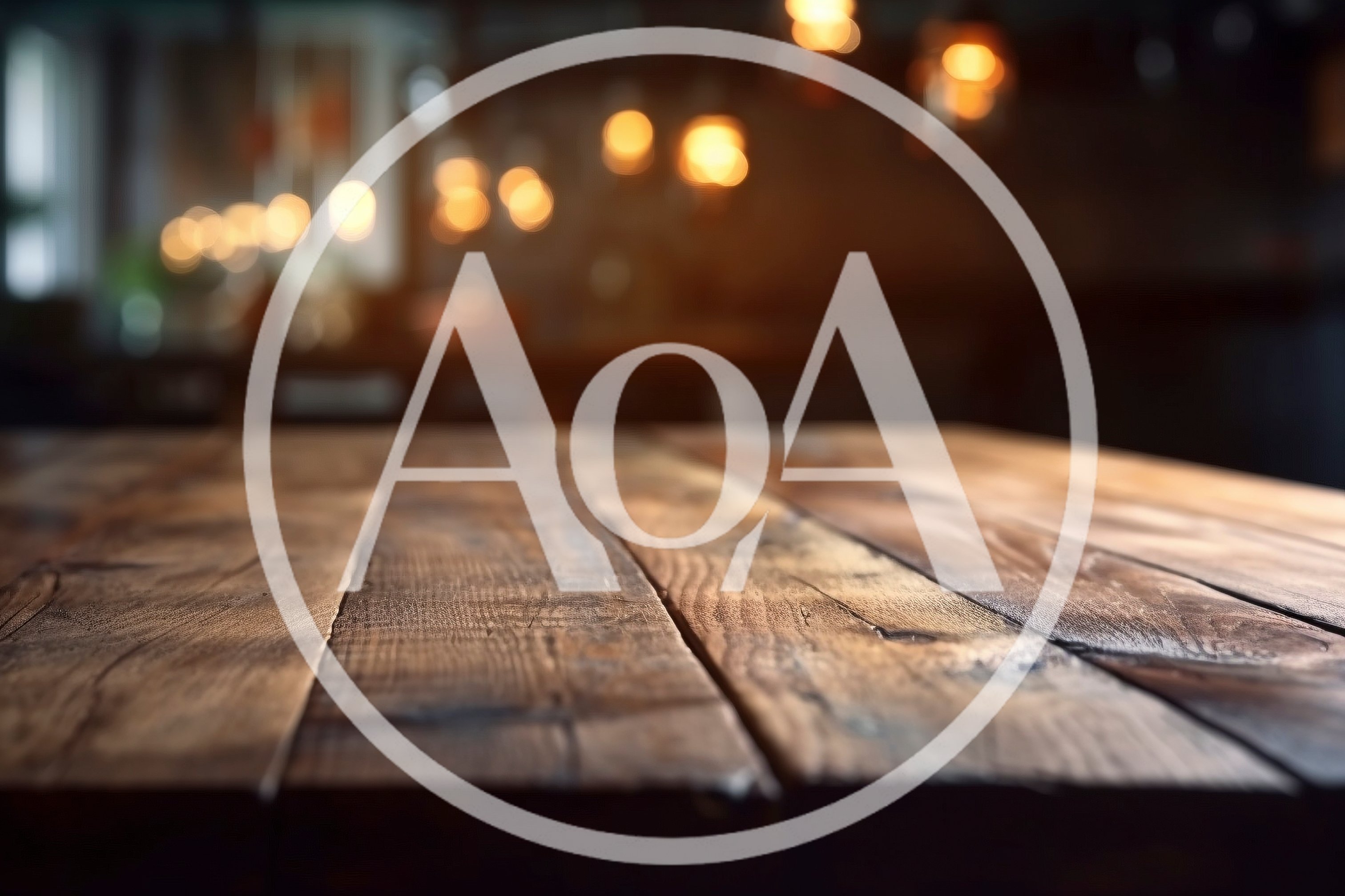 Rustic Wooden Table Surface With Blurred Restaurant Background