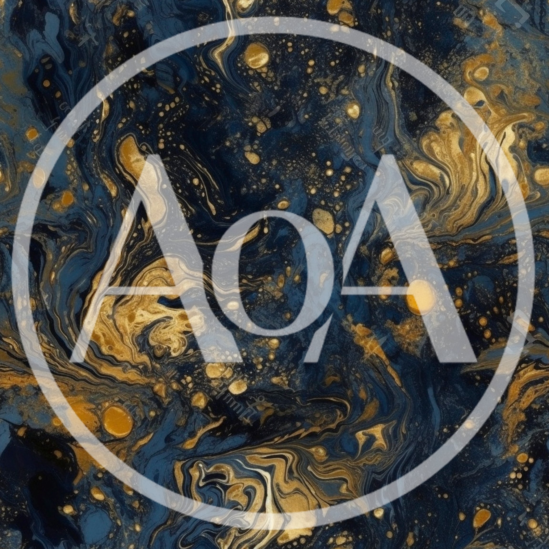Abstract Dark Blue And Gold Marble Fluid Texture