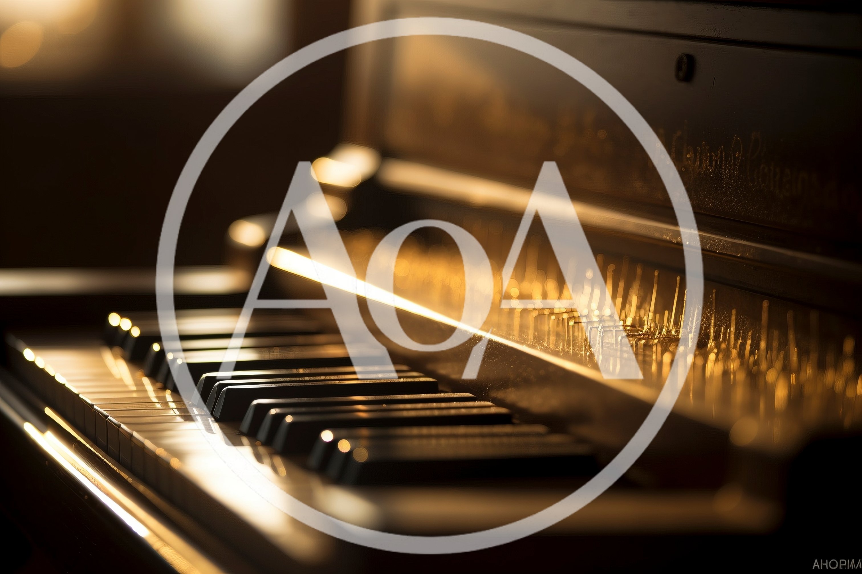 Close Up Of Grand Piano Keys In Warm Light