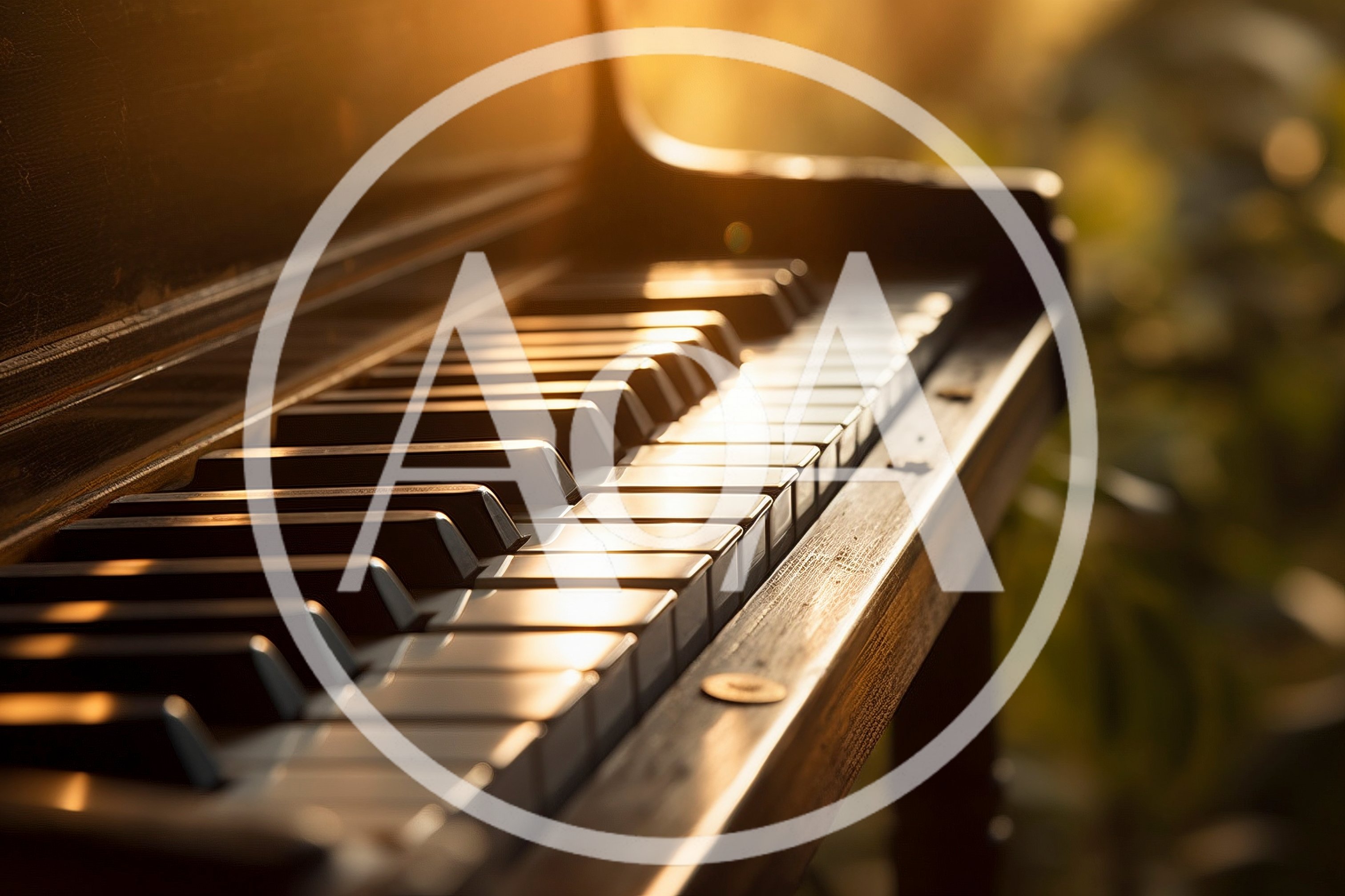 Close Up Of Grand Piano Keys In Golden Sunlight
