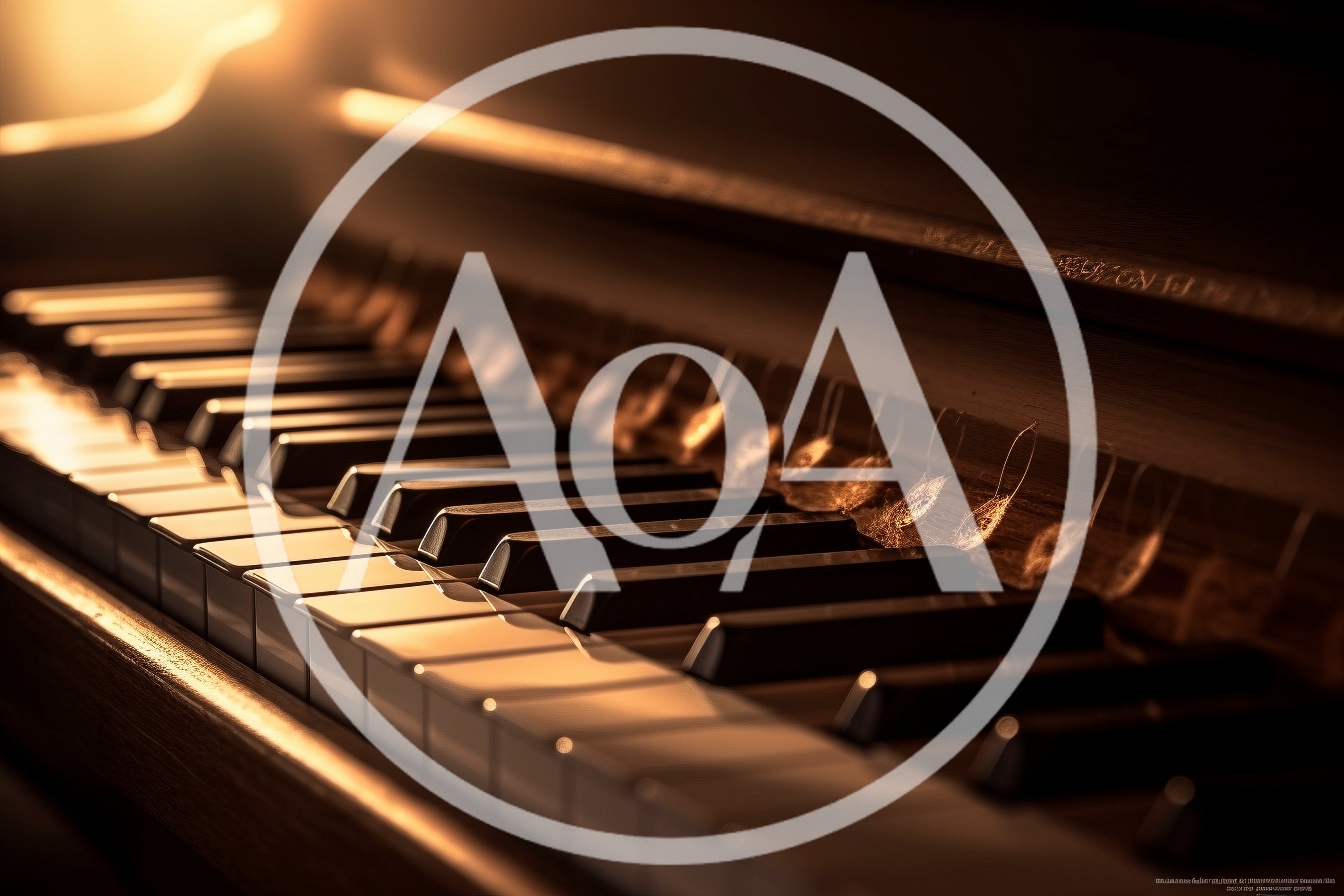 Close Up Of Grand Piano Keys In Warm Lighting