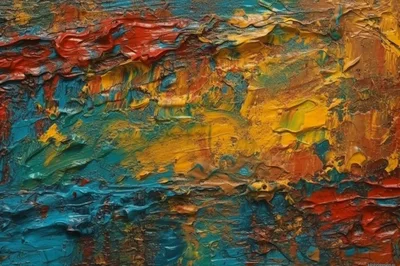 Abstract Oil Painting With Thick Impasto Texture
