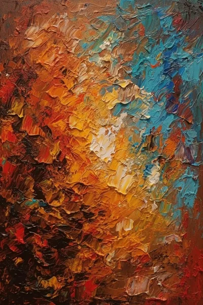 Abstract Oil Painting With Thick Impasto Texture